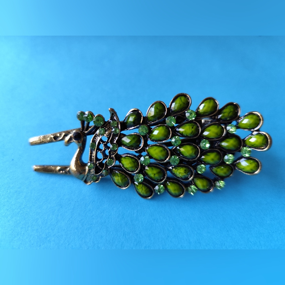 Peacock Rhinestone Hair Clip NWT
